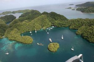 Beautiful Palau islands as seen from our helicopter