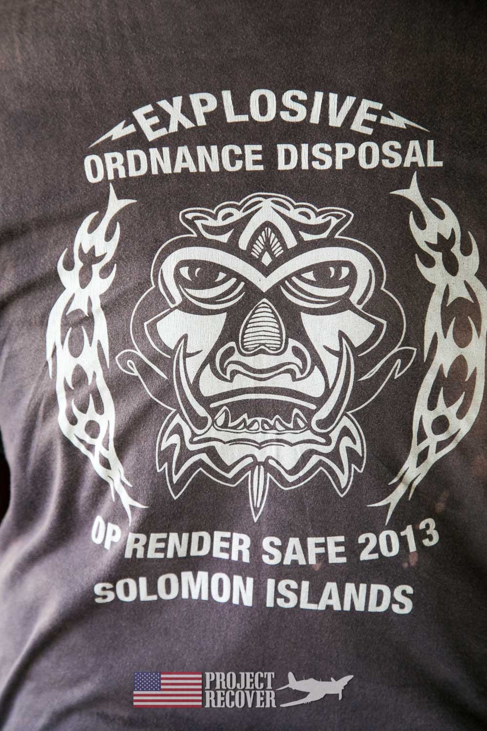 Team TShirt Honiara EOD - Hells Point - Nose gunners view Japanese WWII bomber - Vilu War Museum - Honiara - while looking to find Solomon Islands MIAs - Project Recover and BentProp Project are committed to bringing the MIA home. Photos by Harry Parker Photography.com
