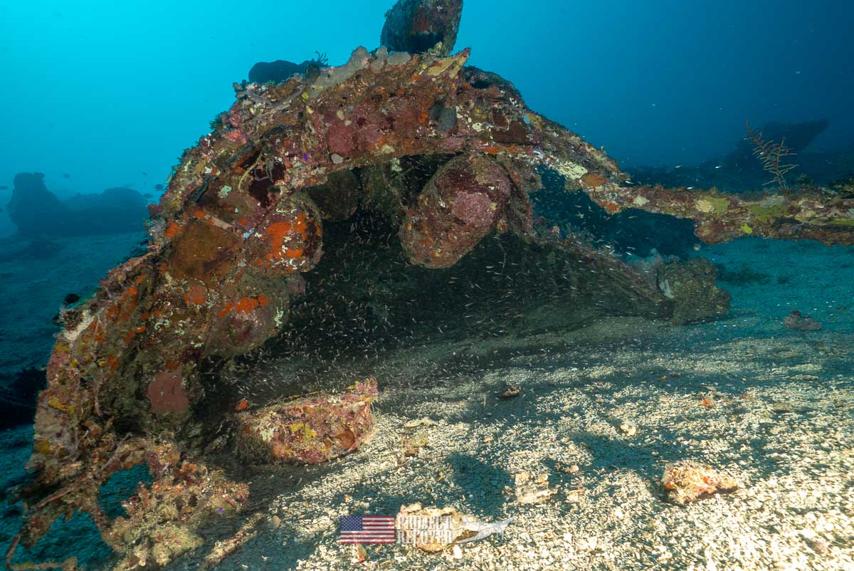 The mid section of a B24 WWII underwater aircraft wreck we documented during Solomons MIA Search - Project Recover and BentProp Project are committed to bringing the MIA home. Photos by Harry Parker Photography.com