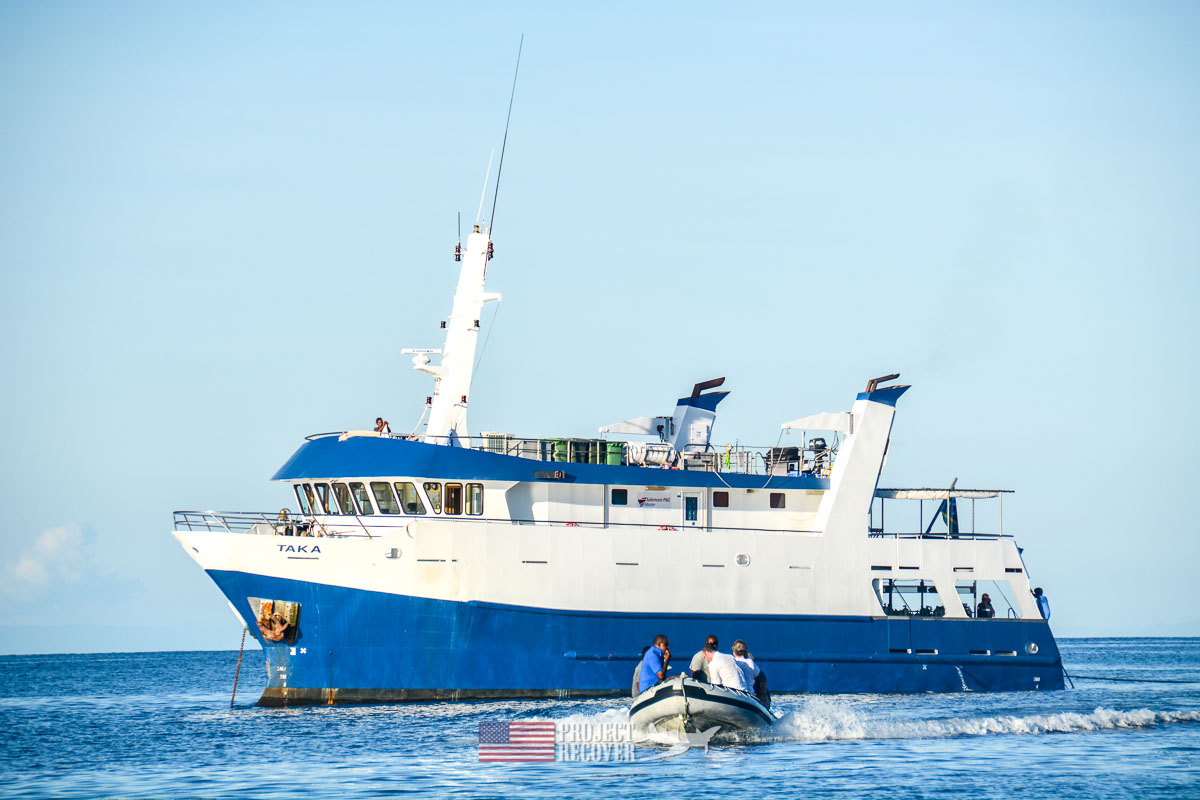 The Taka scuba diving ship we used during Solomons MIA Search - Project Recover and BentProp Project are committed to bringing the MIA home. Photos by Ewan Stevenson WWW.ARCHAEHISTORIA.ORG