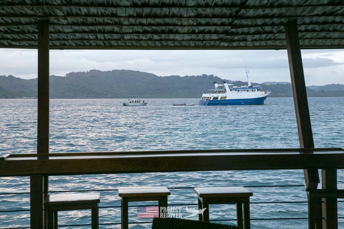 The Taka scuba diving ship seen from the Raiders Bar during Solomons MIA Search - Project Recover and BentProp Project are committed to bringing the MIA home. Photos by Harry Parker Photography.com