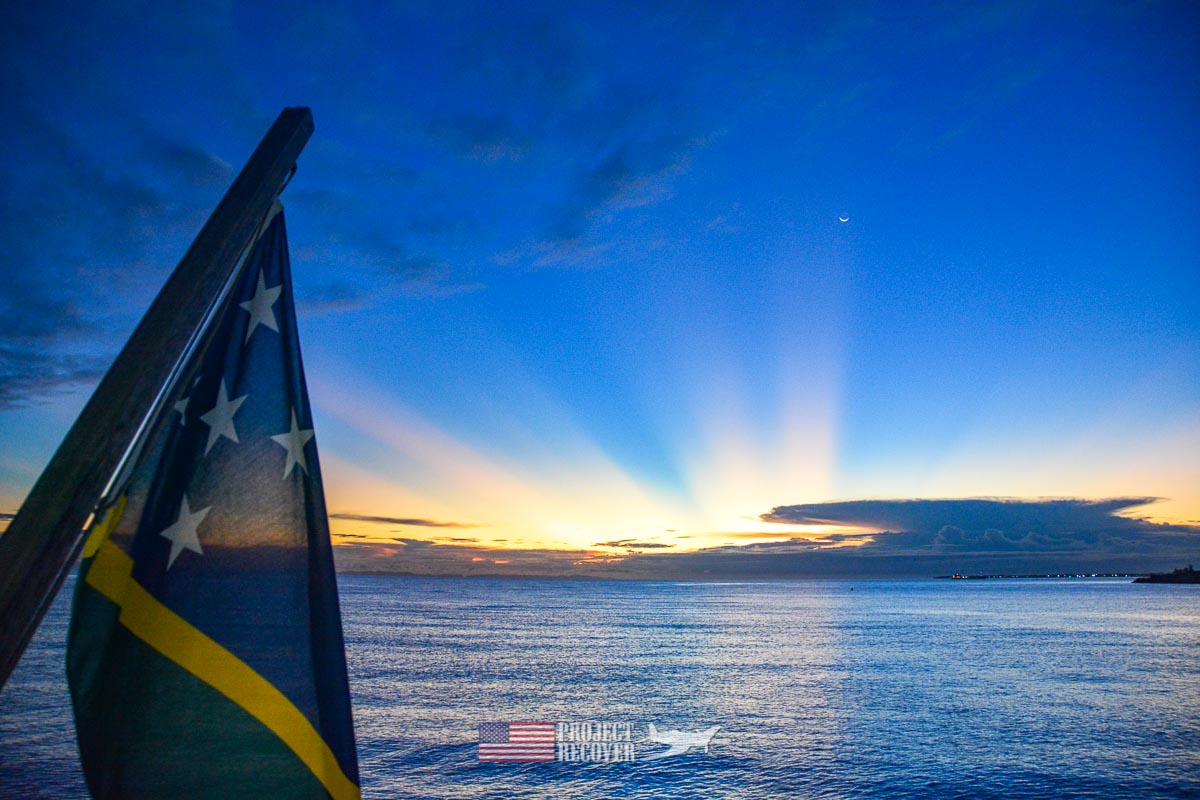 Solomon Islands sunrise aboard the TAKA scuba diving ship during Solomons MIA Search - Project Recover and BentProp Project are committed to bringing the MIA home. Photos by Ewan Stevenson WWW.ARCHAEHISTORIA.ORG