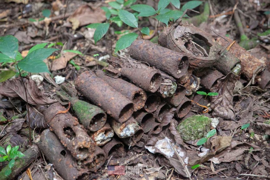 WWII shells found on Peleliu. It is illegal to remove WWII artifacts.