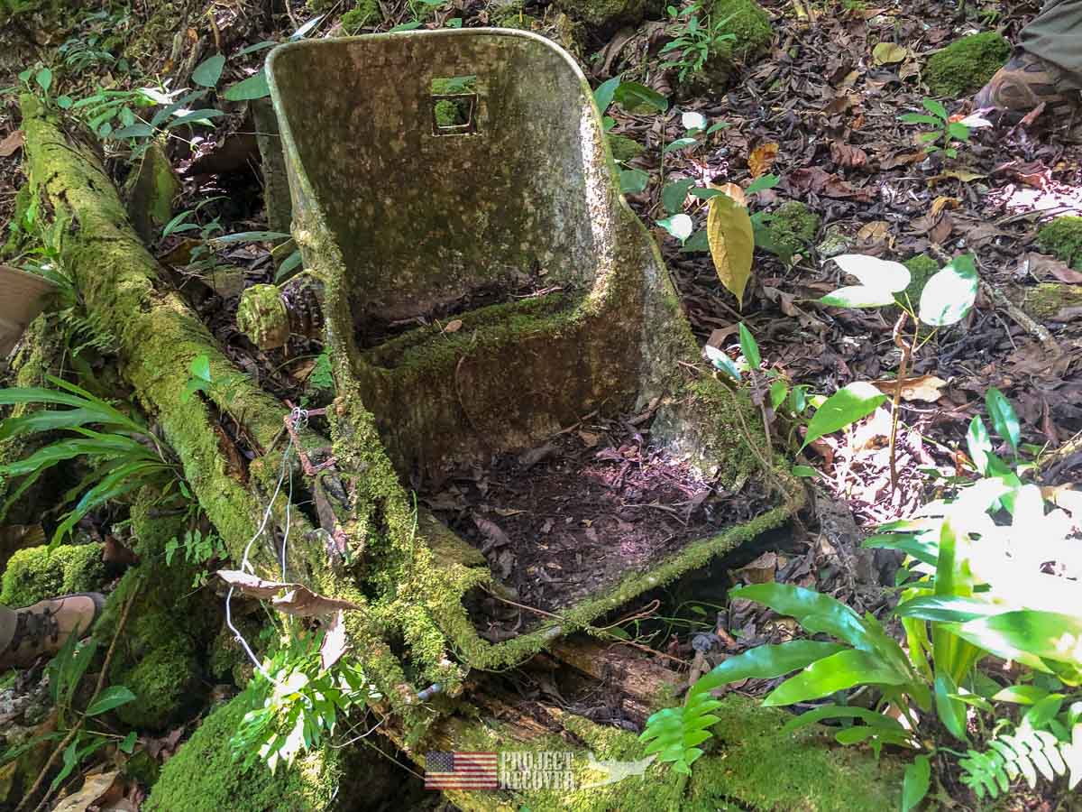 Seat from Japanese airplane found on Peleliu.
