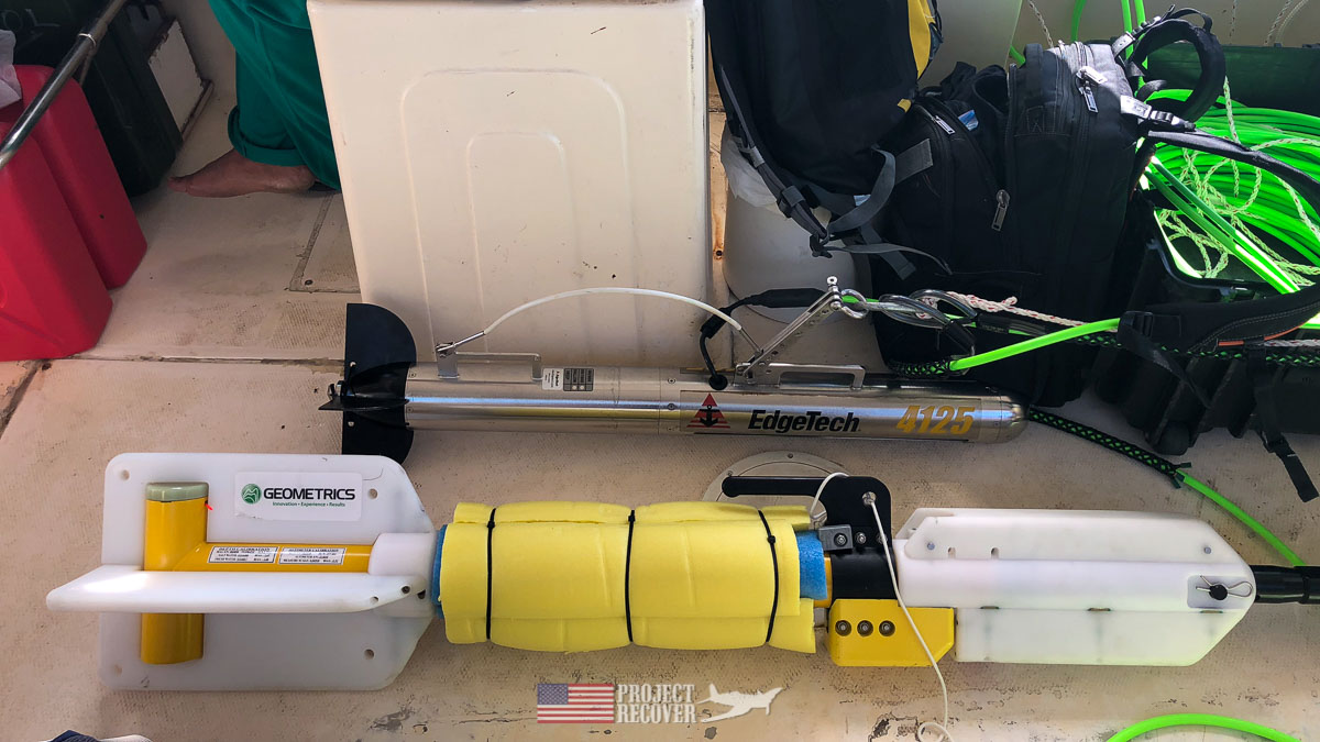 Sonar equipment to find wreckage on sea floor. Photo Credit: UDEL/Project Recover
