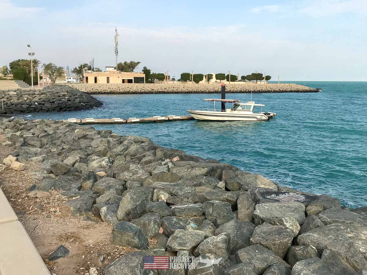 Small boat in water in Kuwait. Photo Credit: UDEL/Project Recover