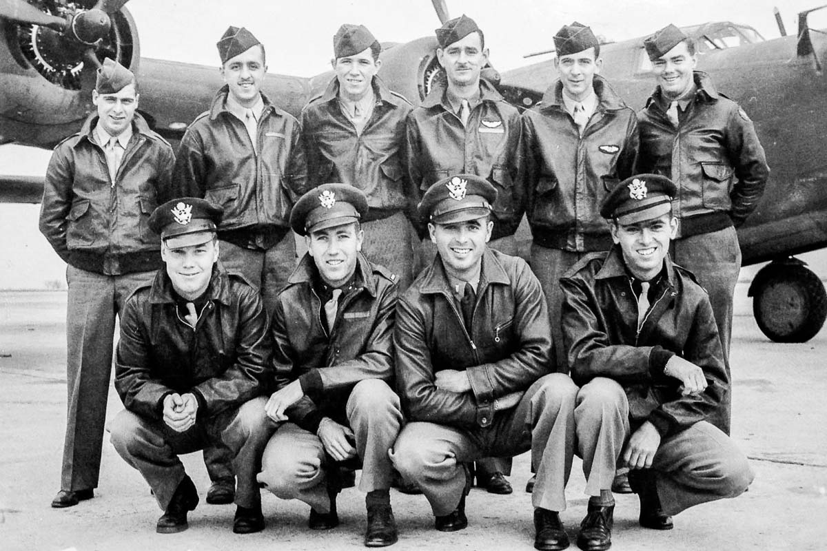Group Photo Tennyson Crew - Heaven Can Wait - B24 Bomber WWII