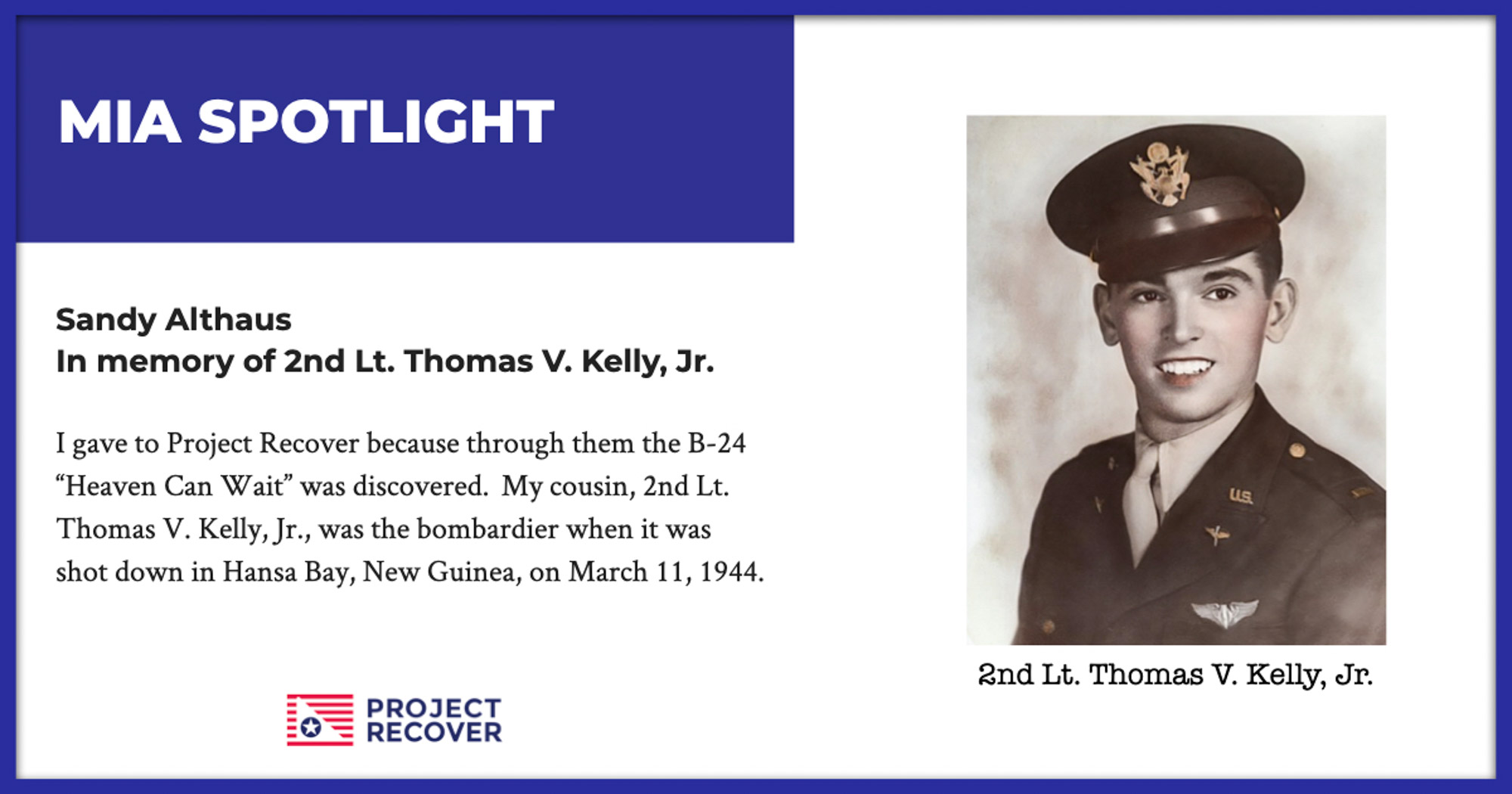 2nd Lt. Thomas V. Kelly, Jr-1