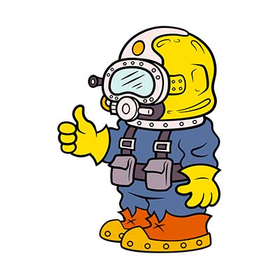 Commercial Diver Cartoon thumbs up